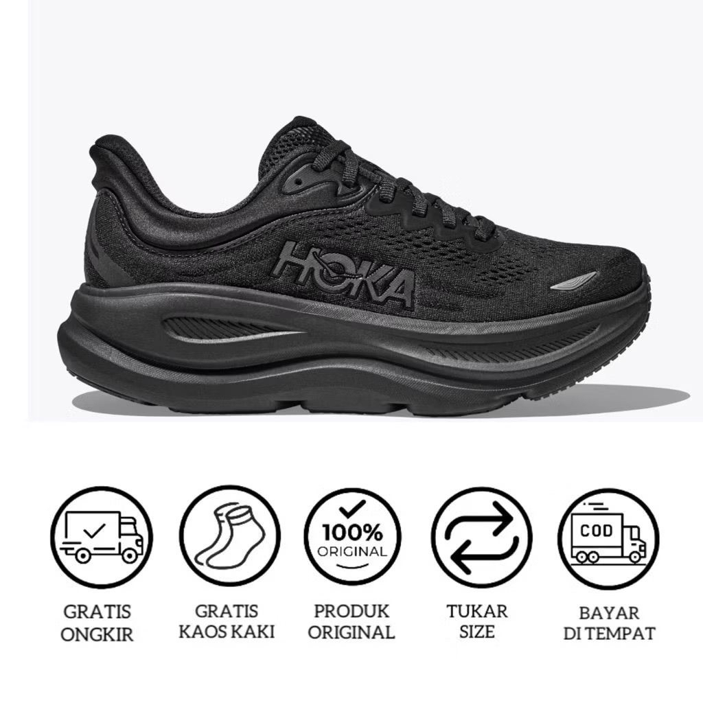 Sepatu Running Hoka Bondi 9 Full Black