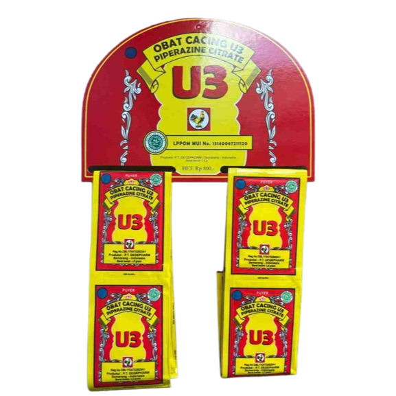 PUYER OBAT CACING U3 CAP JAGO 1 Hanger  24 sachet