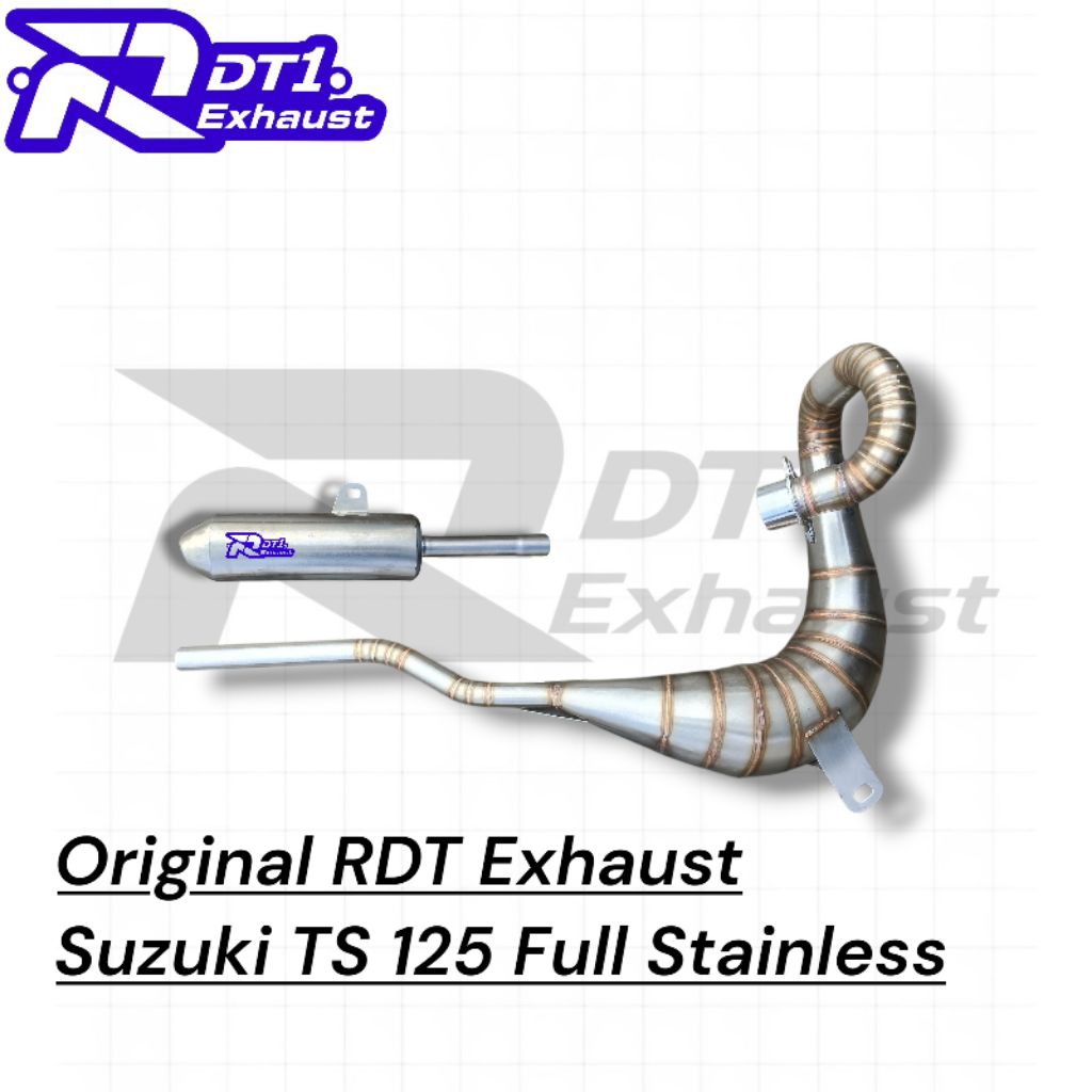 Set Kenalpot Suzuki TS 125 Full Stainless, Bahan Tebal Tahan Karat.