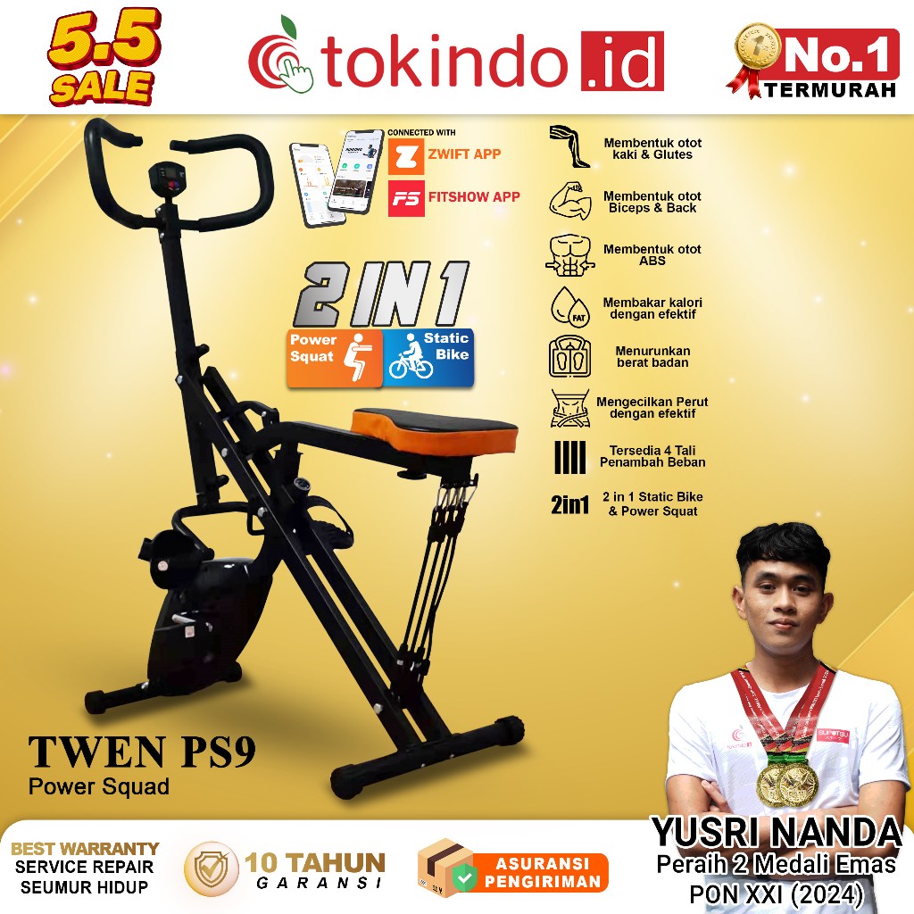 TWEN PS8 PS9 Power Squat Rider - Power Squat Sports Equipment - Power Home Squat - Alat Olahraga