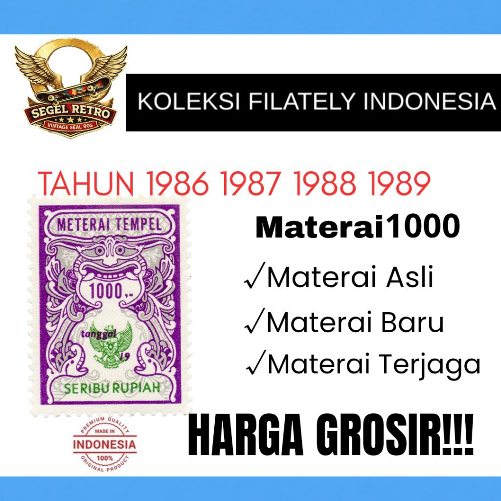 MATERAI 1000 TAHUN 1985 1986 1987 1988 1989