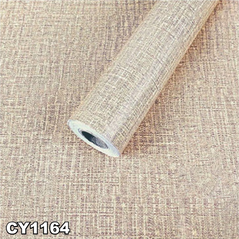 Wallpaper Stiker Dinding Motif dan Karakter POLOS SERAT CREAM CY1164 Ukuran 45CM X 10m Premium Quali