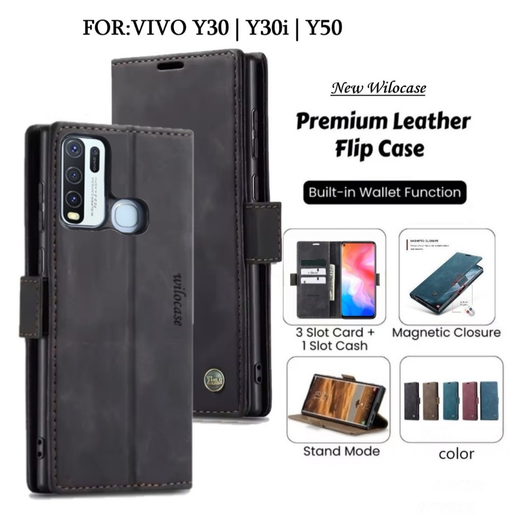 Premium Quality Wilo Case Vivo Y30 | Vivo Y30i | Y50 Flip Case Wallet Luxury Style With Card Slot