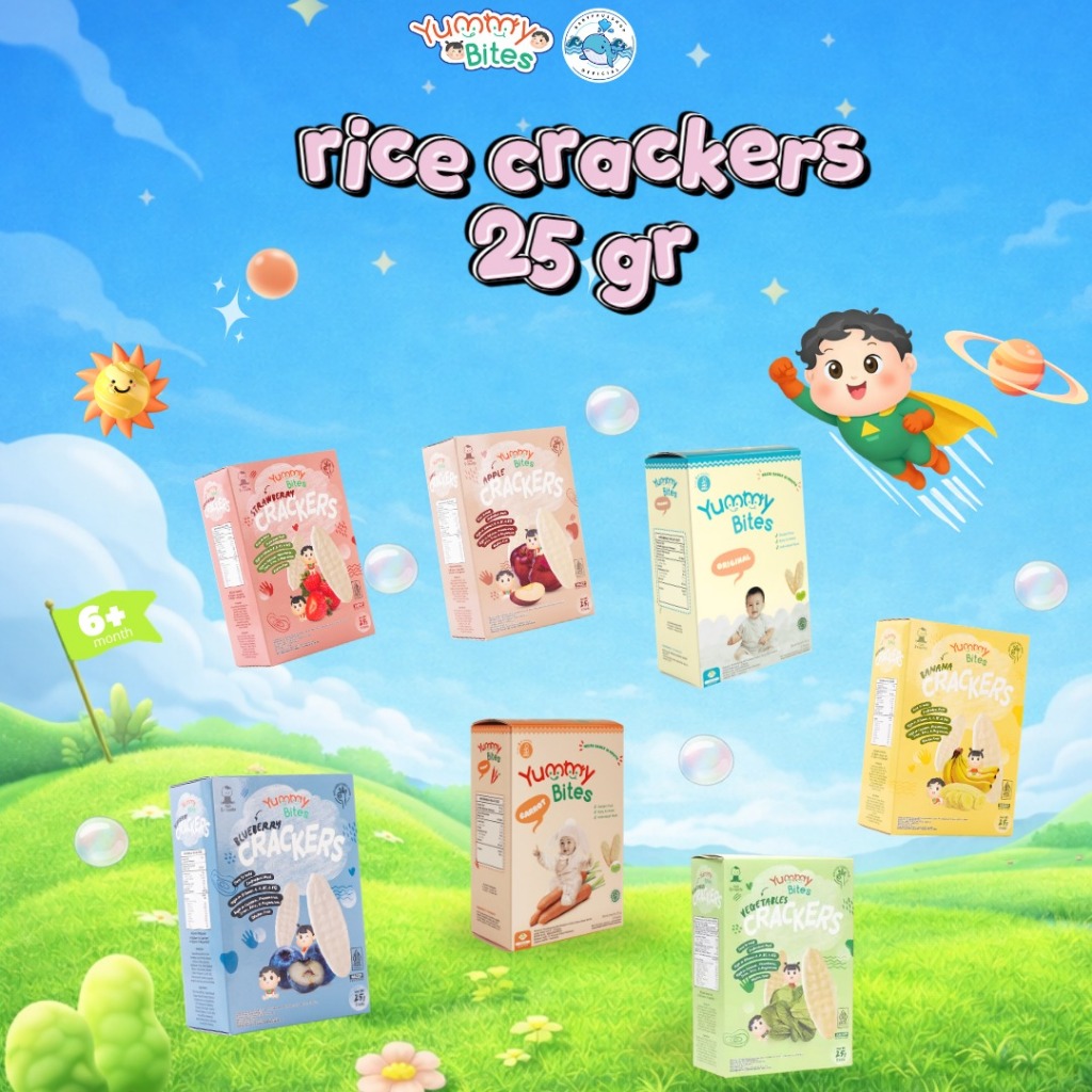 Rice Crackers  25gr Yummy Bites - MAKANAN BAYI MPASI - CAMILAN BAYI ANAK ANAK - CAMILAN BAYI ENAK