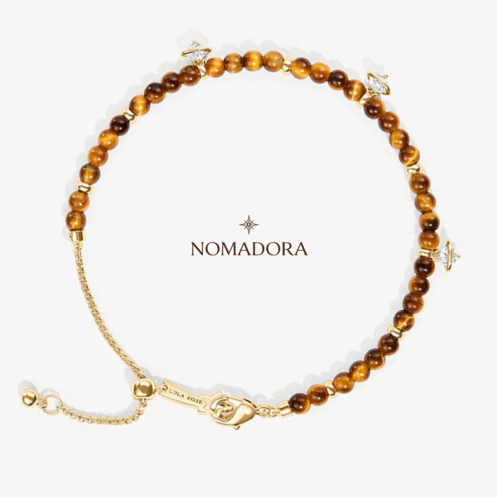 Nomadora Lola Rose Bracelet green Onyx tiger's eye gelang wanita