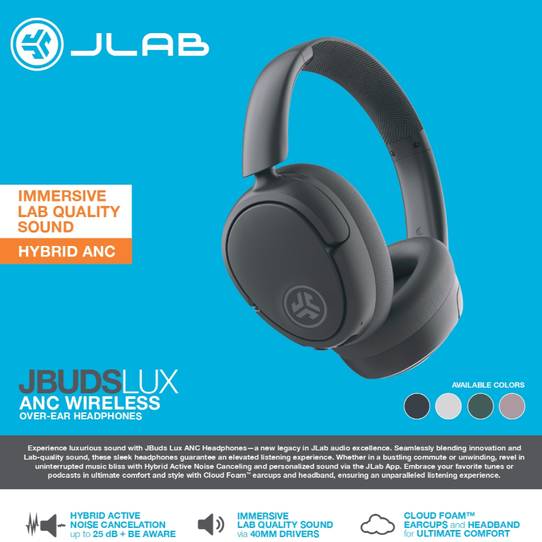 JLab JBuds Lux ANC Over-Ear Headphone dengan Teknologi ANC dan Bluetooth 5.4
