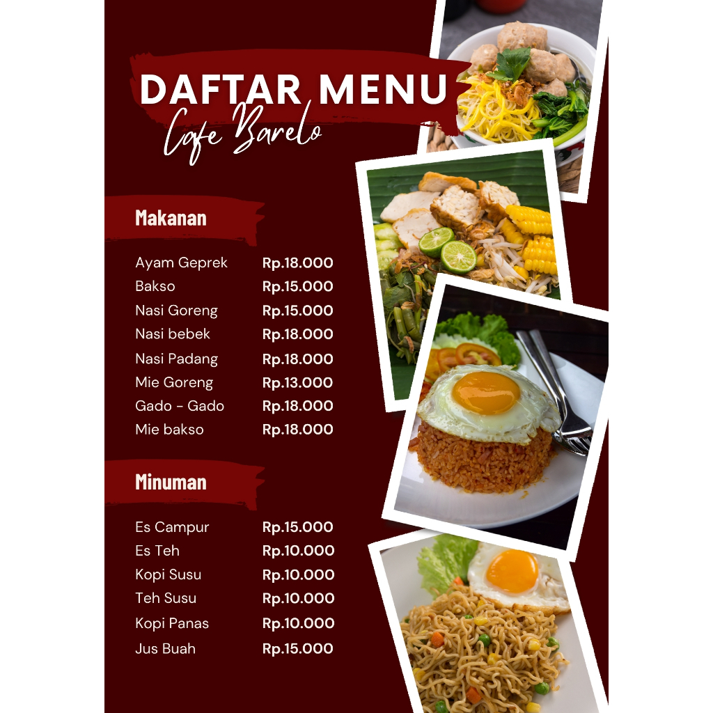 CETAK DAFTAR MENU - MAKANAN - MINUMAN - CAFE - WARUNG - RUMAH MAKAN - CUSTOM - DESAIN