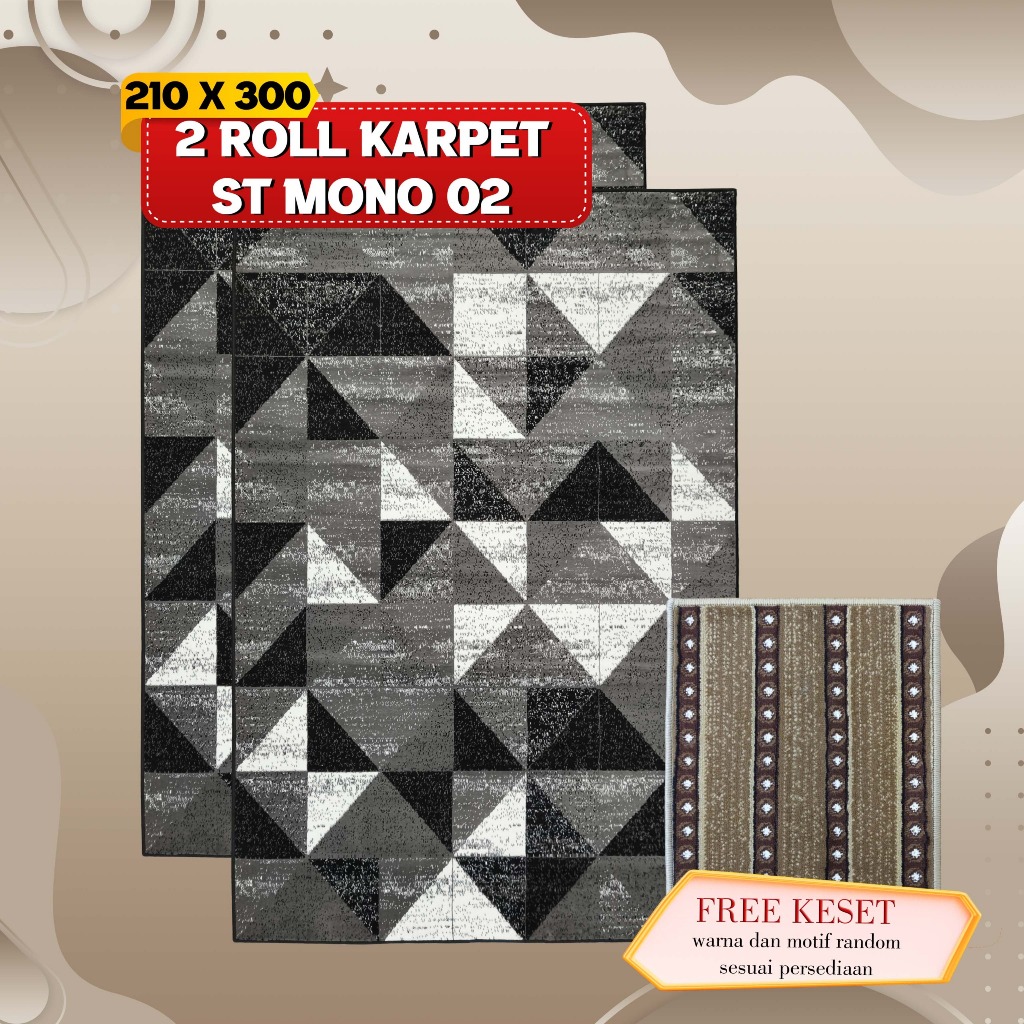 Karpet Lantai Aesthetic 210x300 cm 2 Roll STARDUST ST02 Monokrom Free Keset