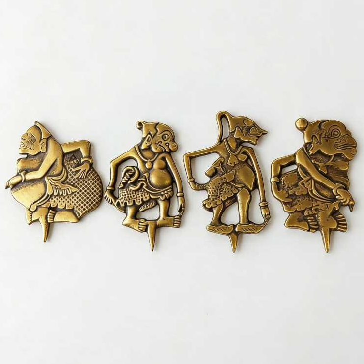 Miniatur Wayang Punokawan Kuningan Antik Aksesoris Wayang Semar Gareng Petruk Bagong 1pcs