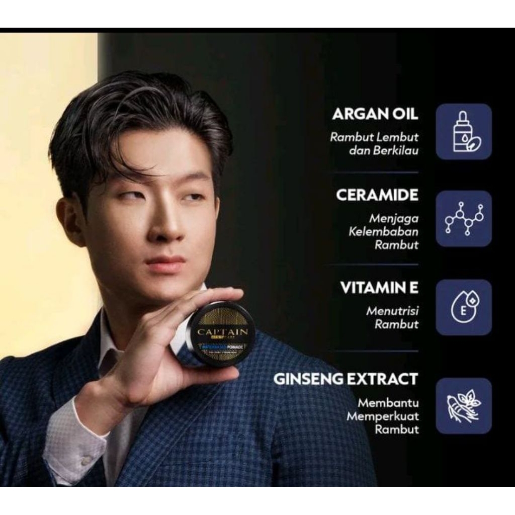 COD captain clay pomade/penghitam rambut, rambut selalu basah wangi