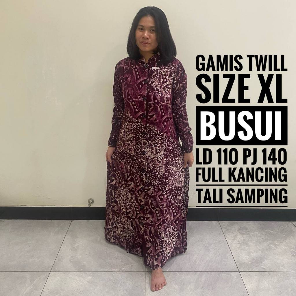 Dress Gamis Orang Tua Wanita Dewasa Kekinian Ibu Ibu Syari Lebaran Busui Resleting Depan Twill Ori P