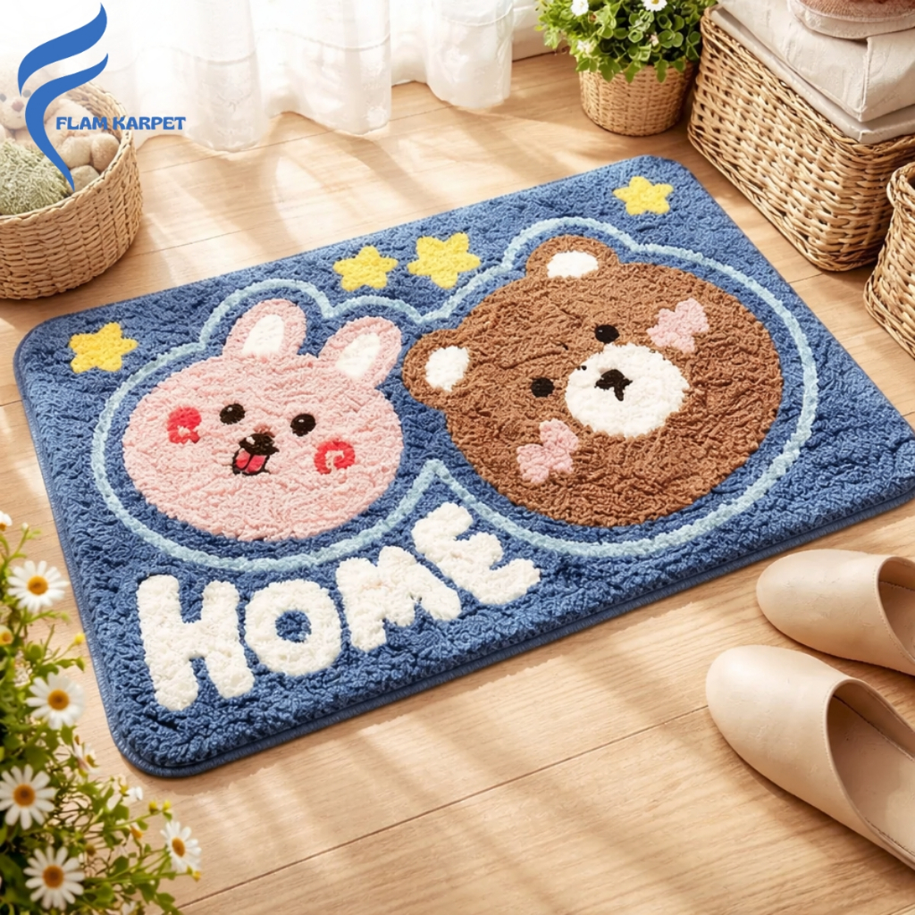 Keset Kaki Karakter Kartun Lucu 40x60cm Anti Slip Menyerap Air - Keset Kamar Mandi Kamar Tidur Dapur