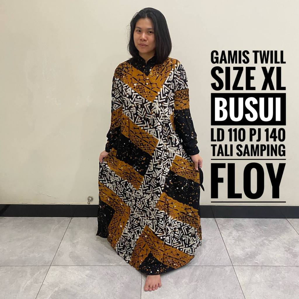 Baju Gamis Muslimah Wanita Dewasa Ibu Ibu Syari Lebaran Busui Friendly Resleting Depan Twill Ori Pek