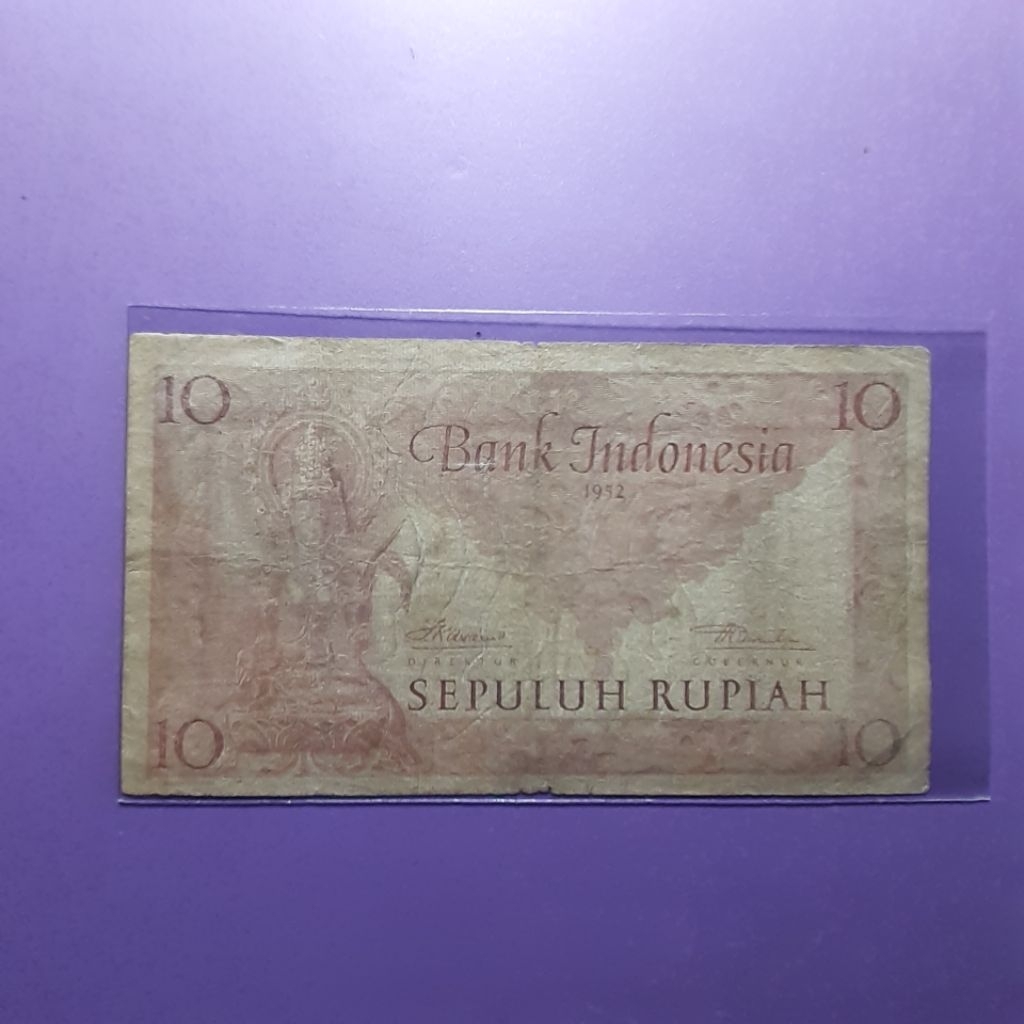 uang kuno 10 rupiah budaya 1952