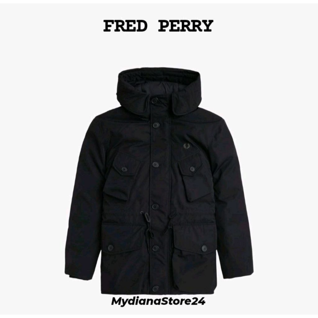FRED PERRY - FRED PERRY PATCH POCKET PUFFER JACKET   - BLACK