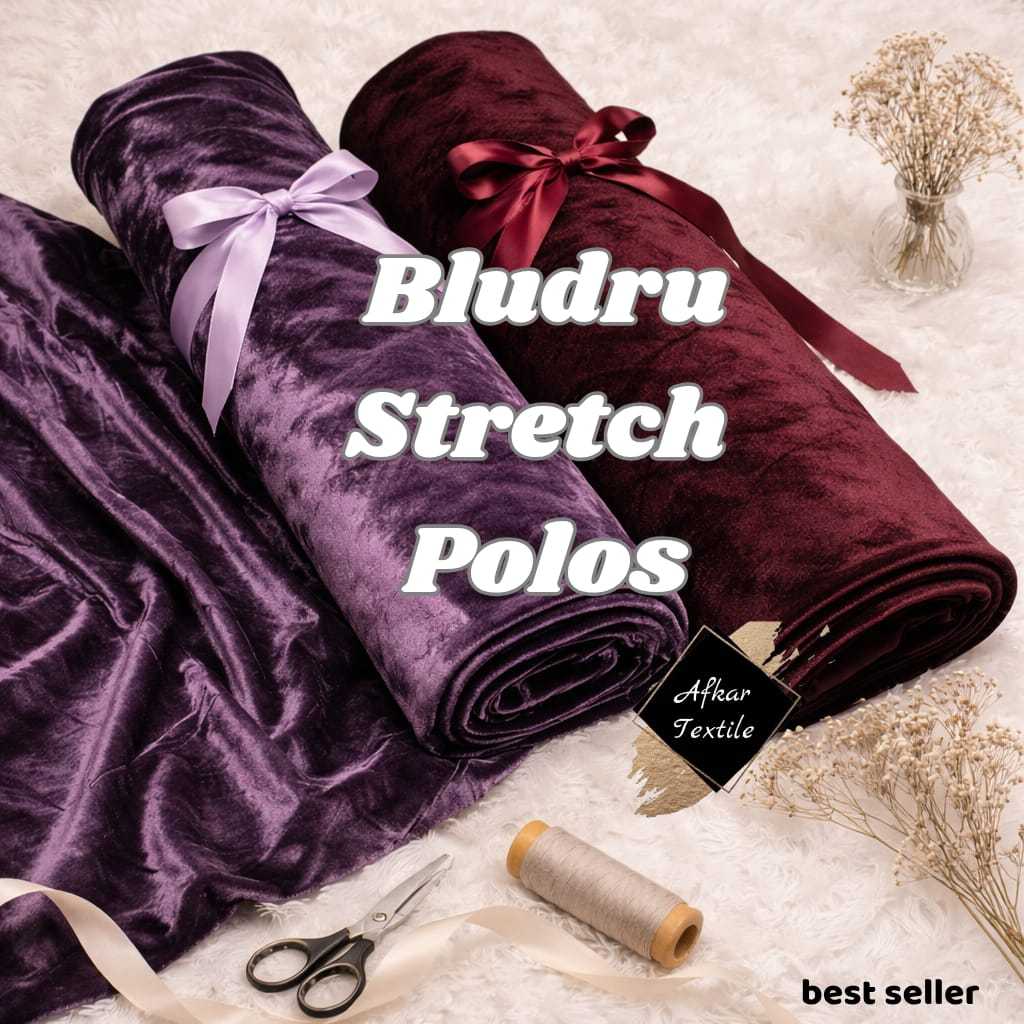 Kain Bludru Polos Velvet Stretch - Original Import Kualitas Grade A - Lebar 1.7 Meter
