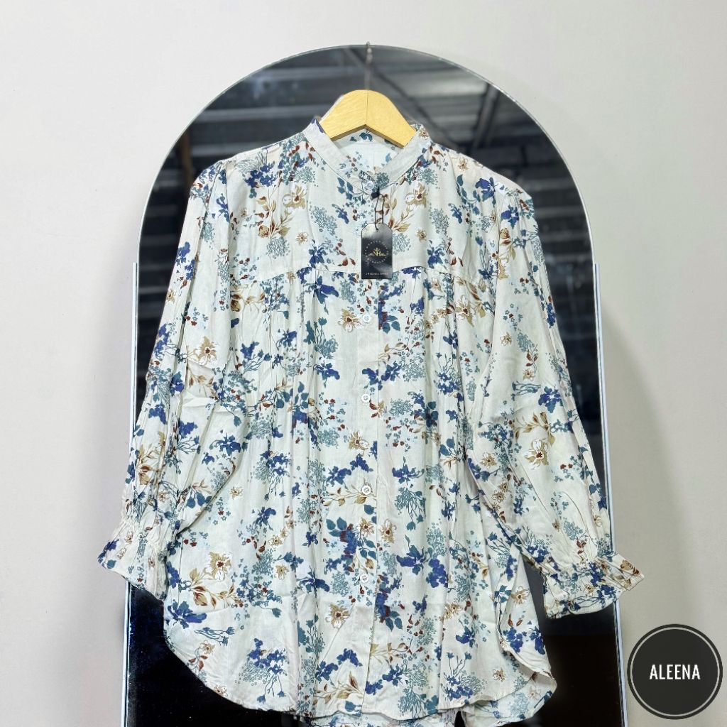 onella blues/kemeja wanita motif bunga