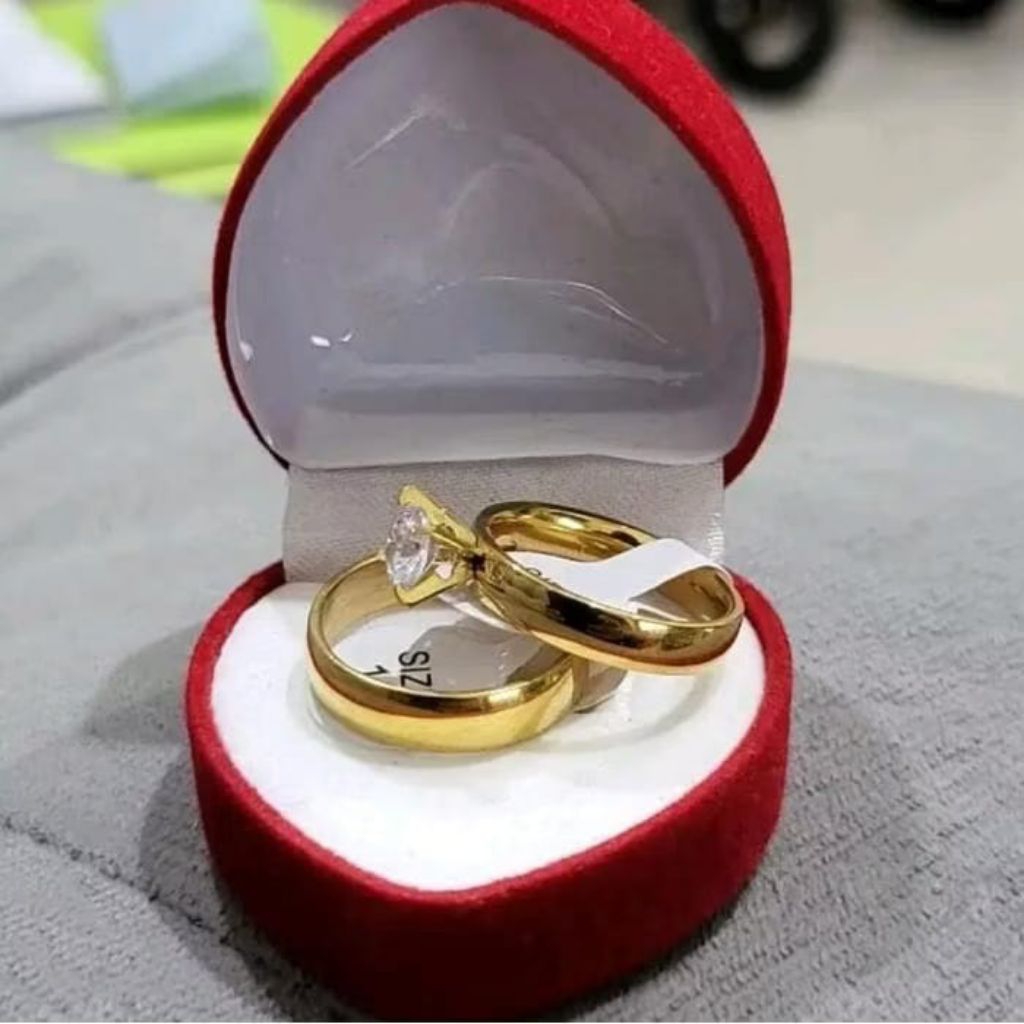 Cincin nikah sepasang Emas asli 375/8k ada surat model terlaris