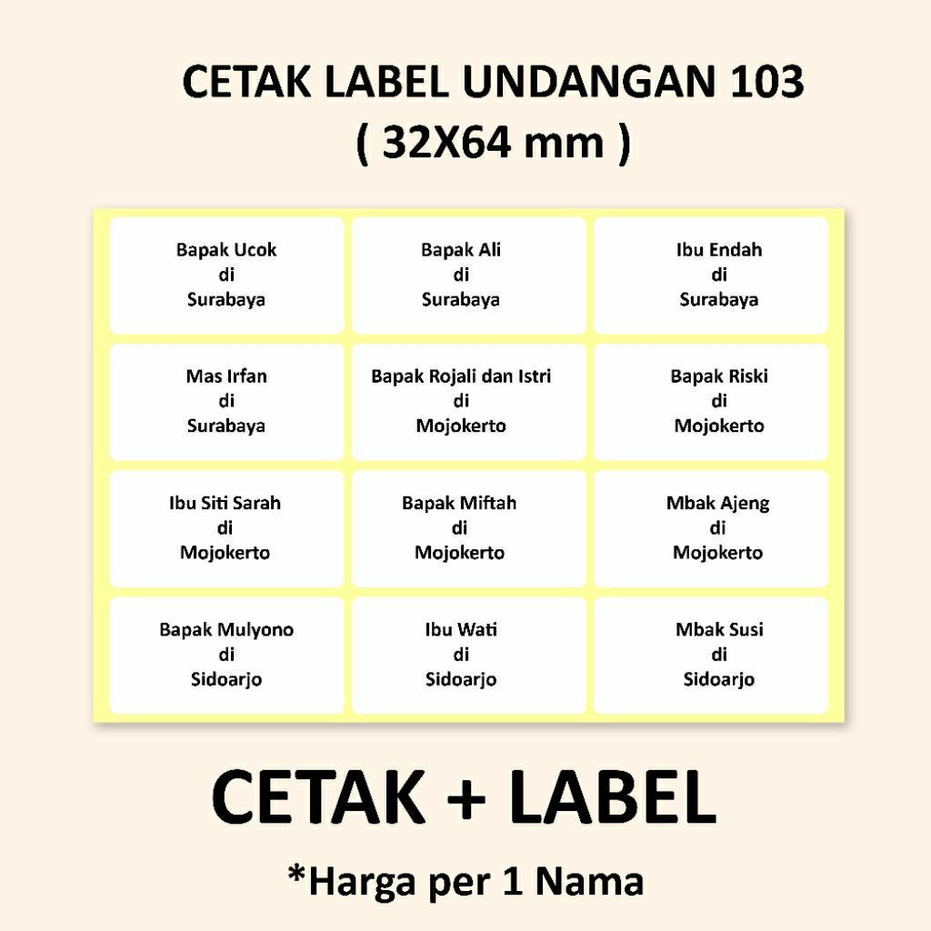 CETAK LABEL UNDANGAN 103 / STIKER LABEL UNDANGAN