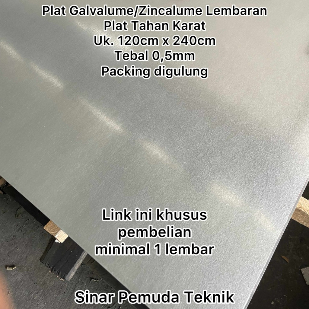 Seng / Plat Besi Galvalume Zincalume Lembaran 120cm x 240cm Tebal 0,5 mm