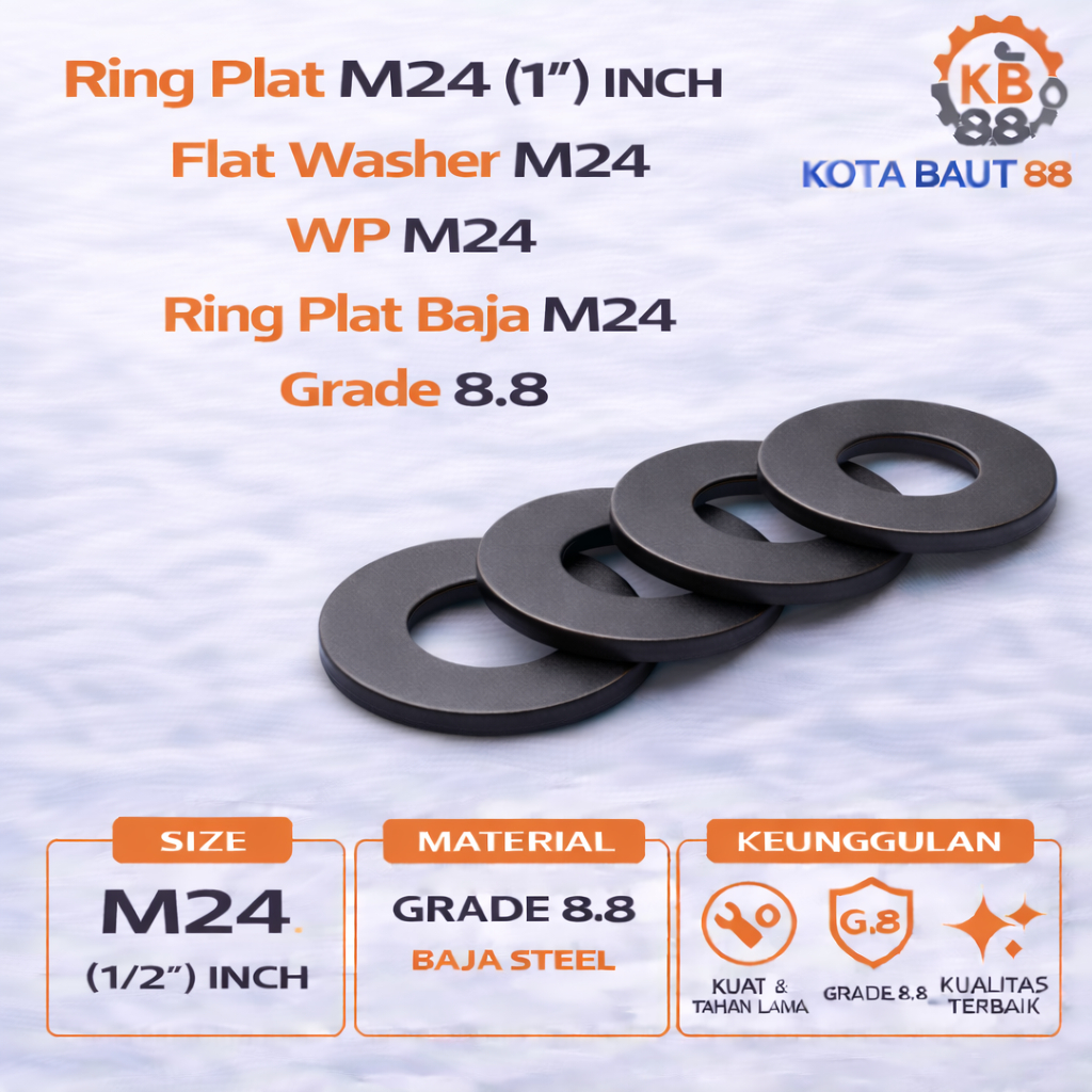 Ring Plat M24 (1") INCH / Flat Washer M24 / WP M24 / Ring Plat Baja M24 Grade 8.8