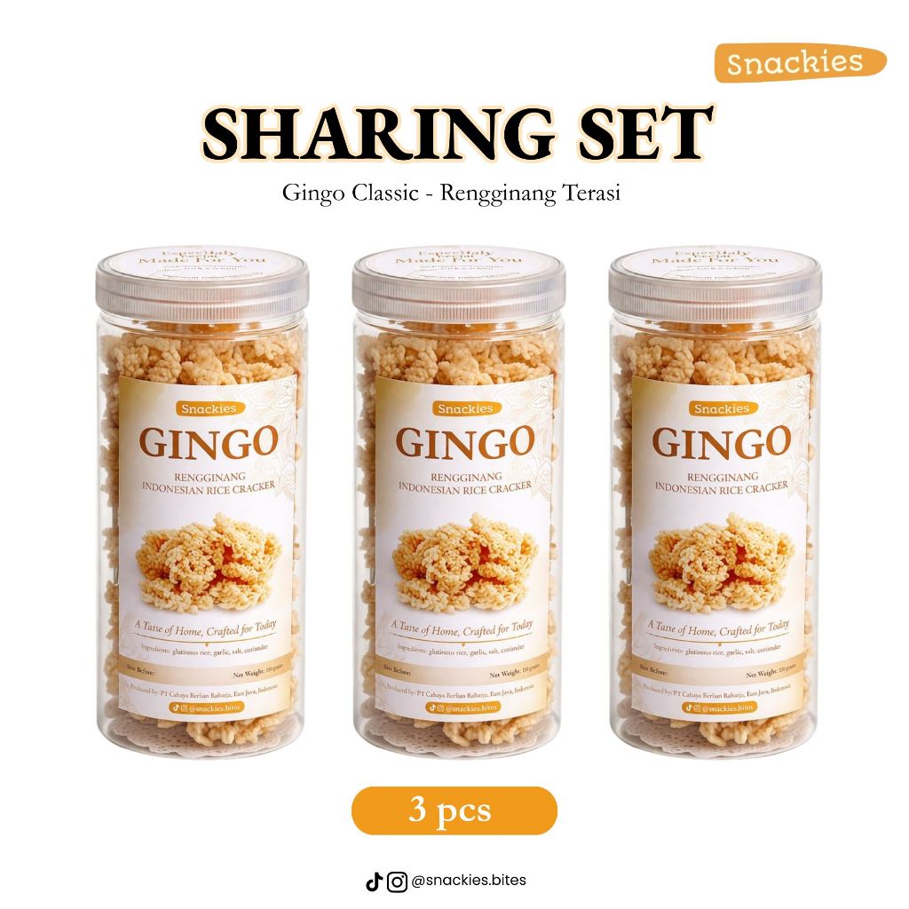 GINGO Sharing Set 3 pcs - RENGGINANG PREMIUM TERASI MATANG TOPLES 110g