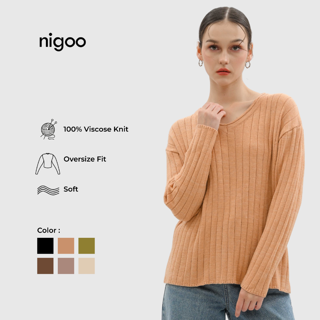 NIGOO Elva Oversize Knit Sweater Rajut Wanita