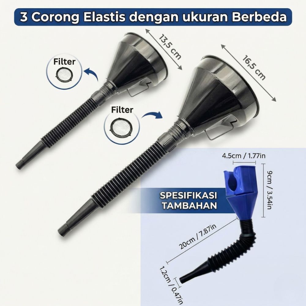 3 Corong Oli dan bensin corong elastis mutifungsi