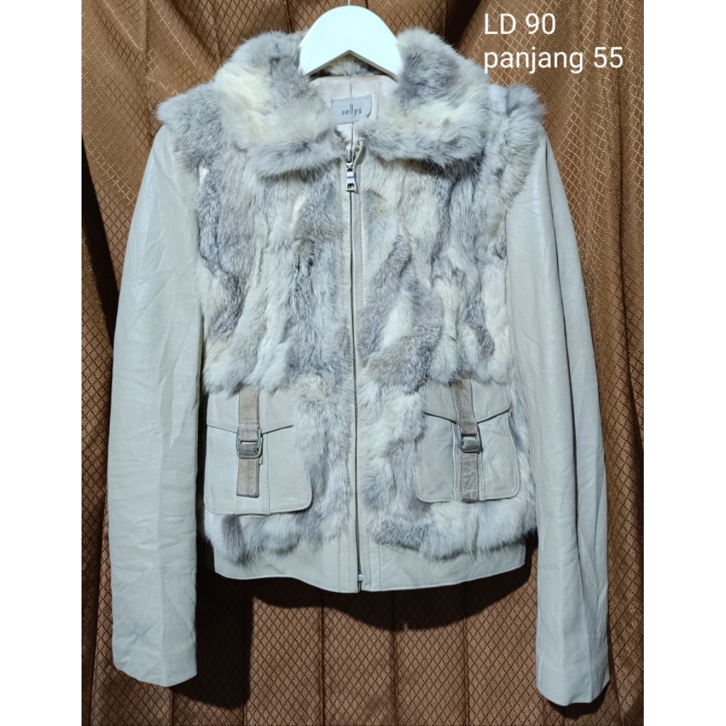 jaket bulu kelinci asli jaket kulit mix bulu kelinci fur rabbit jacket rabbit fur jacket jaket winte