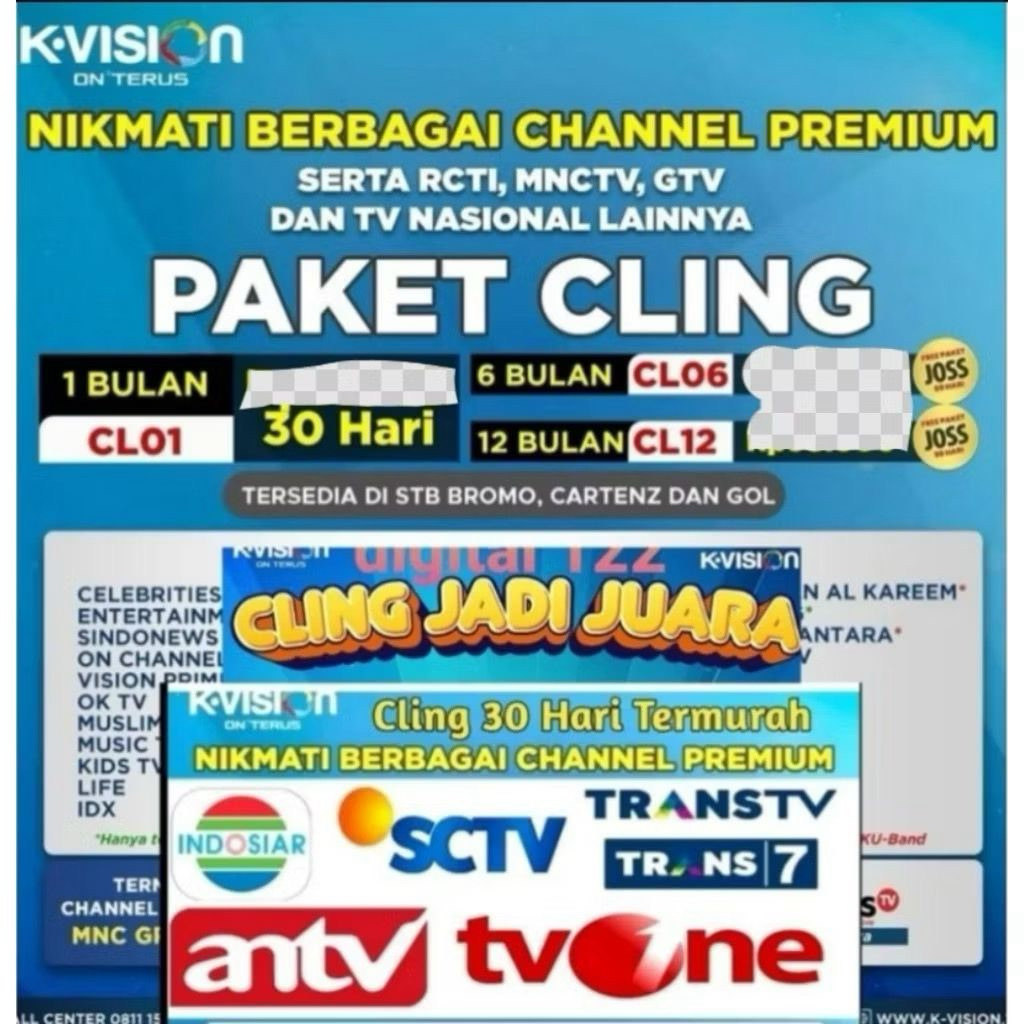 Termurah K VISION Paket CLING 1Tahun/360 Hari MNC GROUP K-VISION CL12
