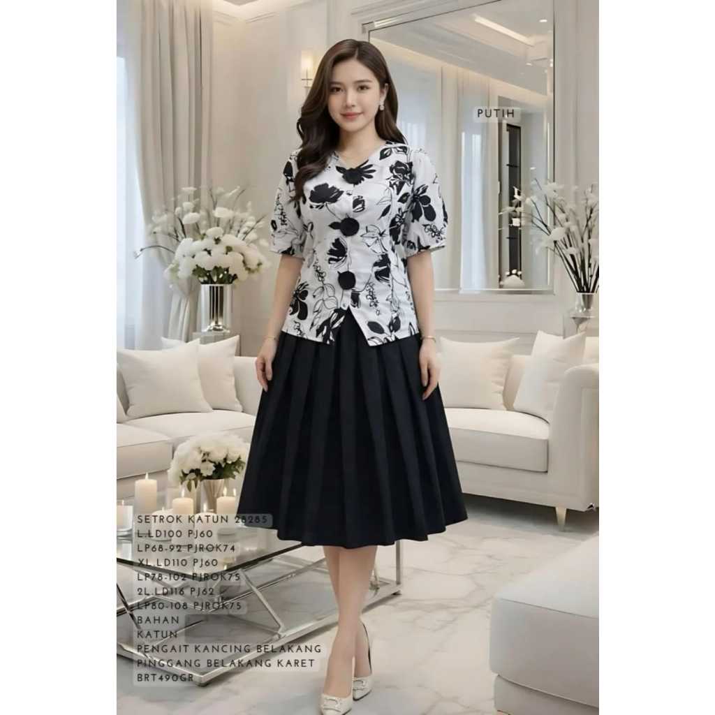 SET ROK WANITA DEWASA 28285 BAHAN KATUN TERSEDIA UKURAN STANDAR DAN JUMBO
