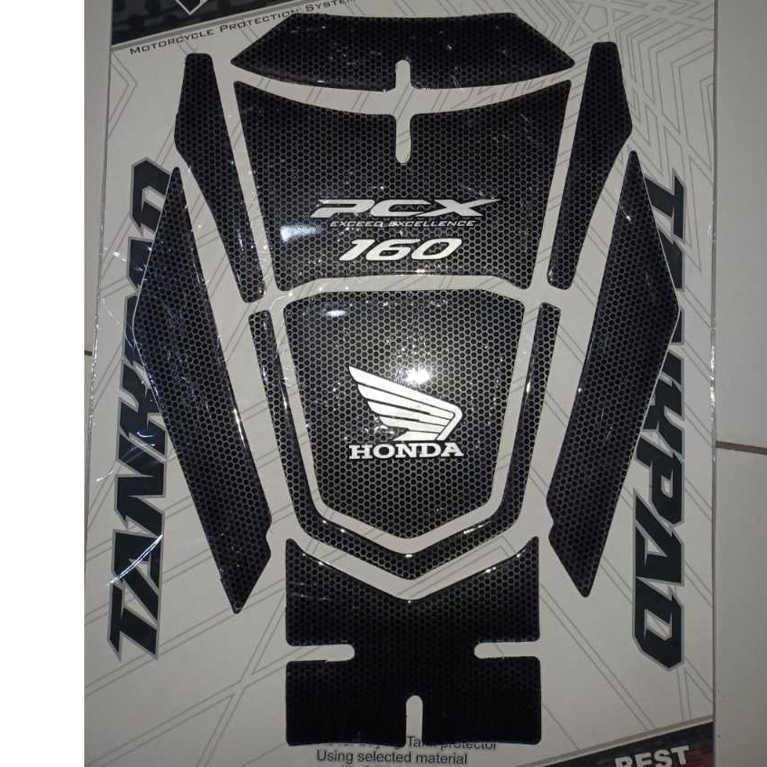 STIKER TANKPAD TIMBUL NEW PCX 160 CBS , ABS. ELASTIS . VARIASI MOTIF KARBON TENGPET PCX 160 2021 - 2