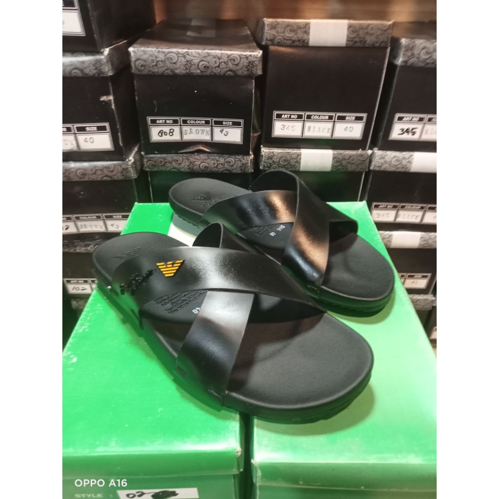 sandal slop pria sendal emporio armani