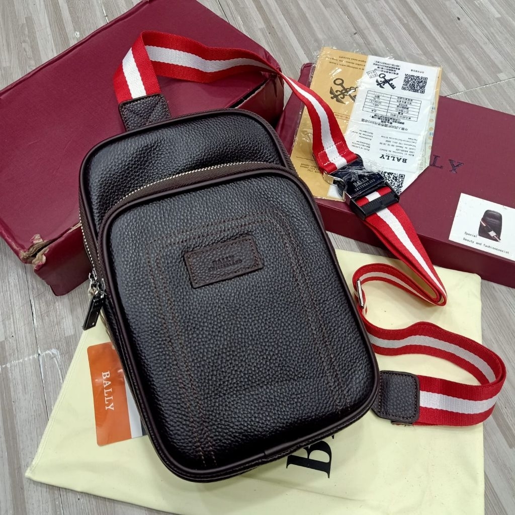 Slingbag kulit Bally bodybag tas selempang pria kulit