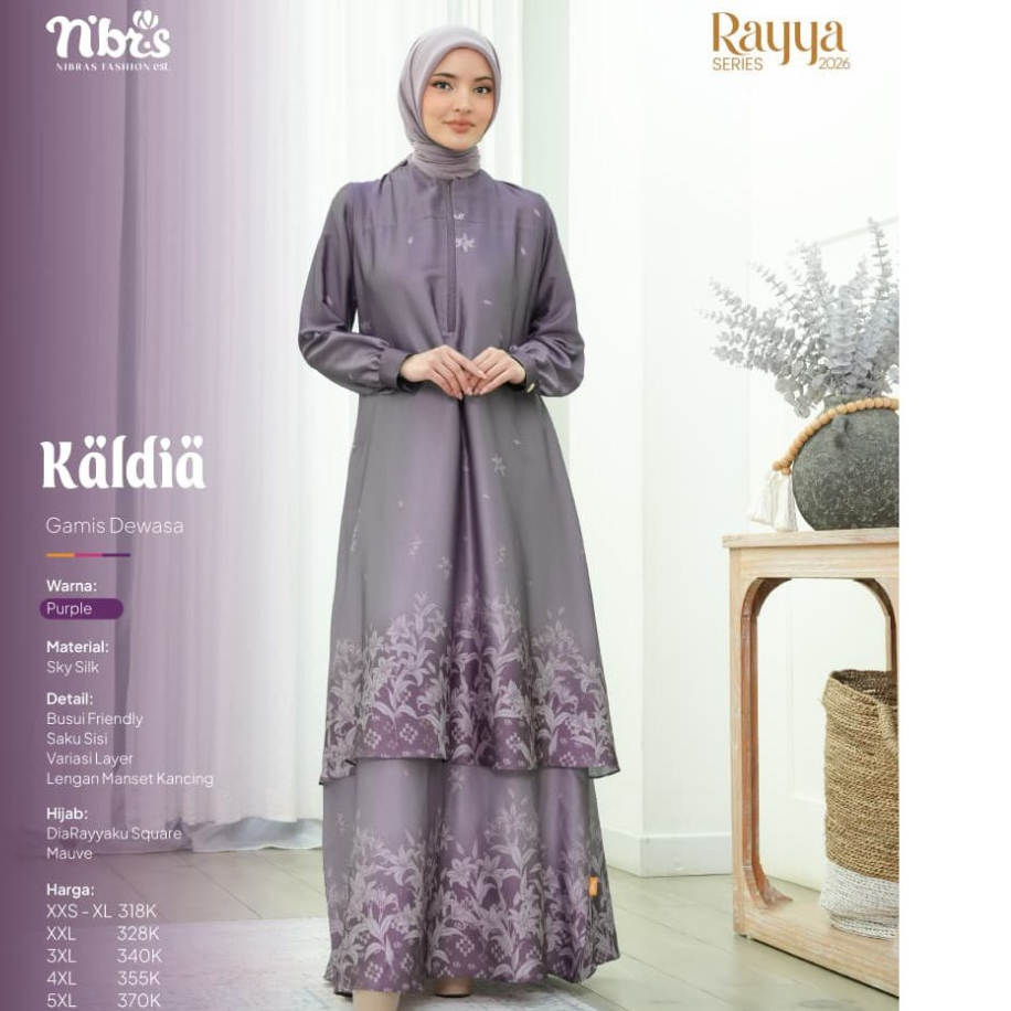 Big Disc Kaldia Gamis Purple Blue Dress Sky Silk Premium