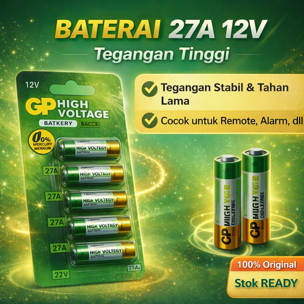 Baterai GP27A Alkaline 12 Volt Batre Remote Mobil 27A Gp Alkaline 12V - Kualitas Asli Daya Tahan Tin