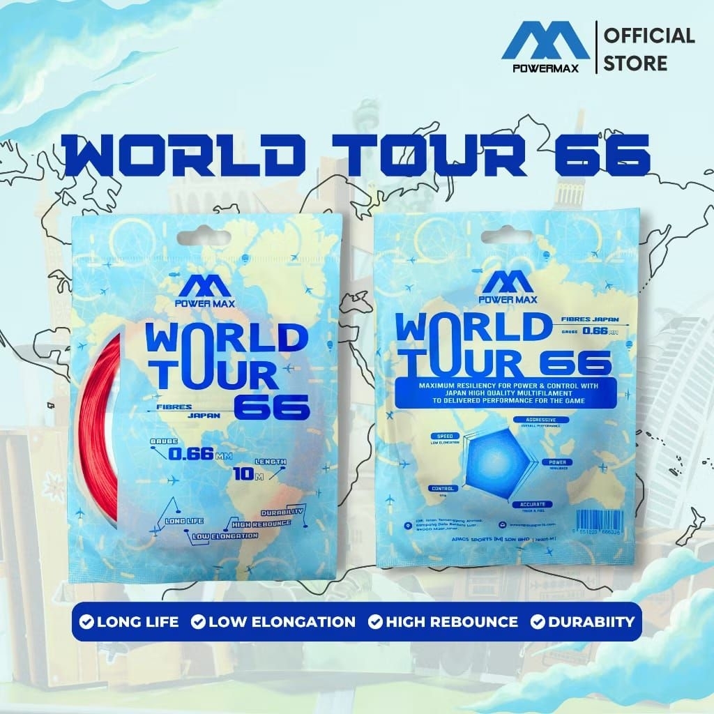 Powermax Senar Raket Badminton World Tour 66 Original Senar Repulsion Power
