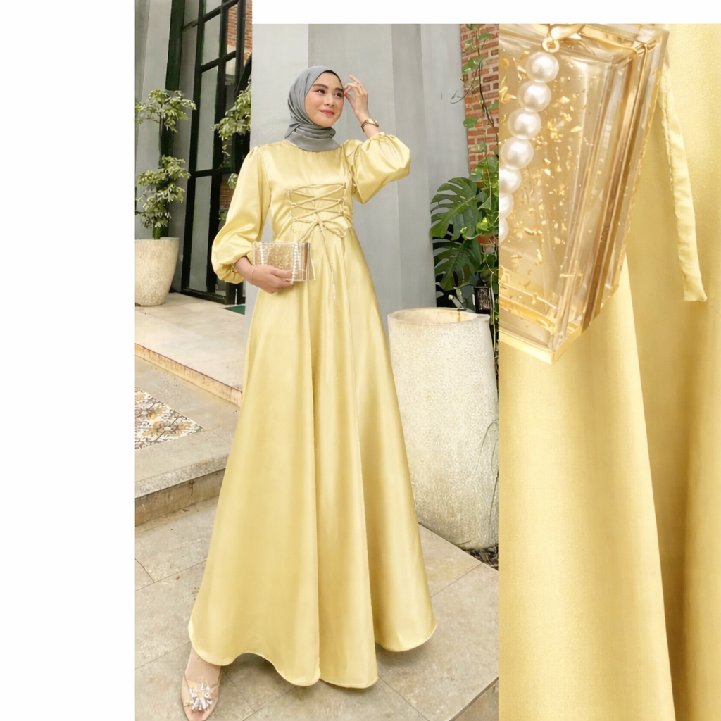 Dress Pesta Kondangan Milla Cradenza Satin Silk Premium | Dress Bridesmaid Elegan
