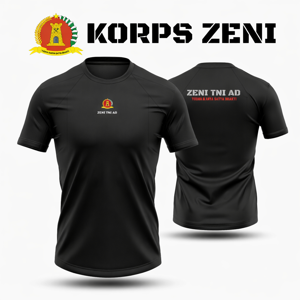 Kaos Drifit Hitam Korps Zeni Tni Ad