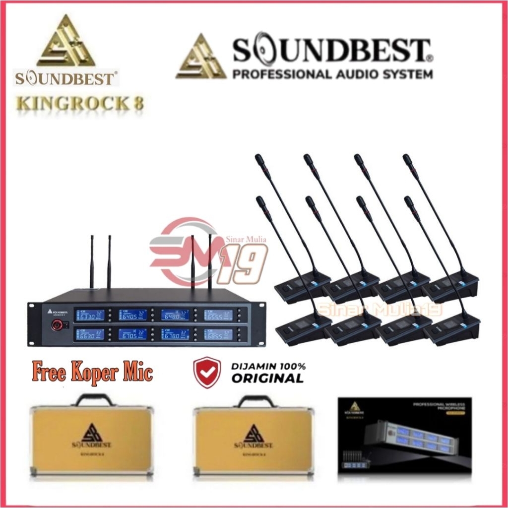Mic Meja Wireless Soundbest Kingrock 8 Original Mic Wireless Conference / Meja  ( Free 2 Koper Mic )