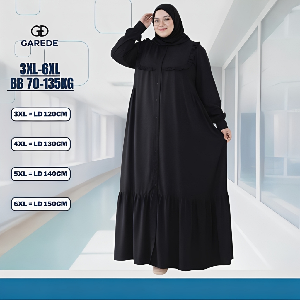 Garede - Gamis Jumbo LD 120 130 140 150 Lebaran Syari Polos Premium Mewah Elegan