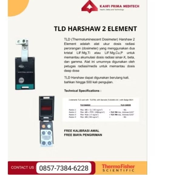 TLD HARSAW 2 ELEMENT / ALAT RADIASI PERORANGAN/RUMAH SAKIT /KLINIK/Nego Harga o85773846228