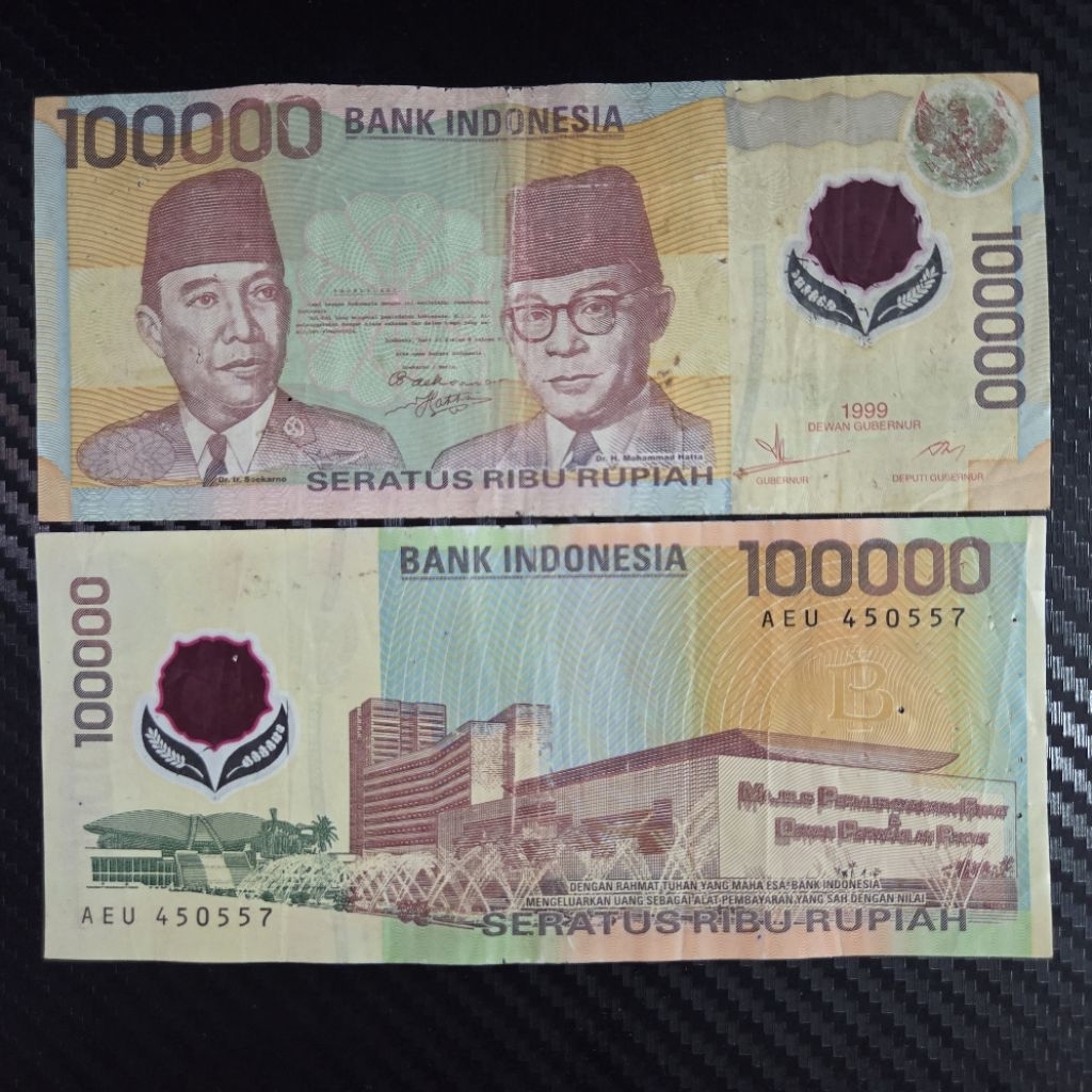 Uang Kuno Indonesia 100000 Rupiah Polimer Tahun 1999 Asli