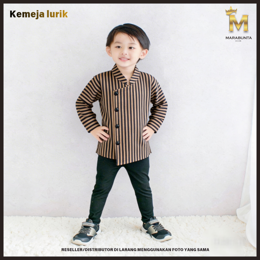 kemeja lurik surjan anak laki-laki lengan panjang Clasic Tradisional Jawa - Baju Adat - Kemeja Karti