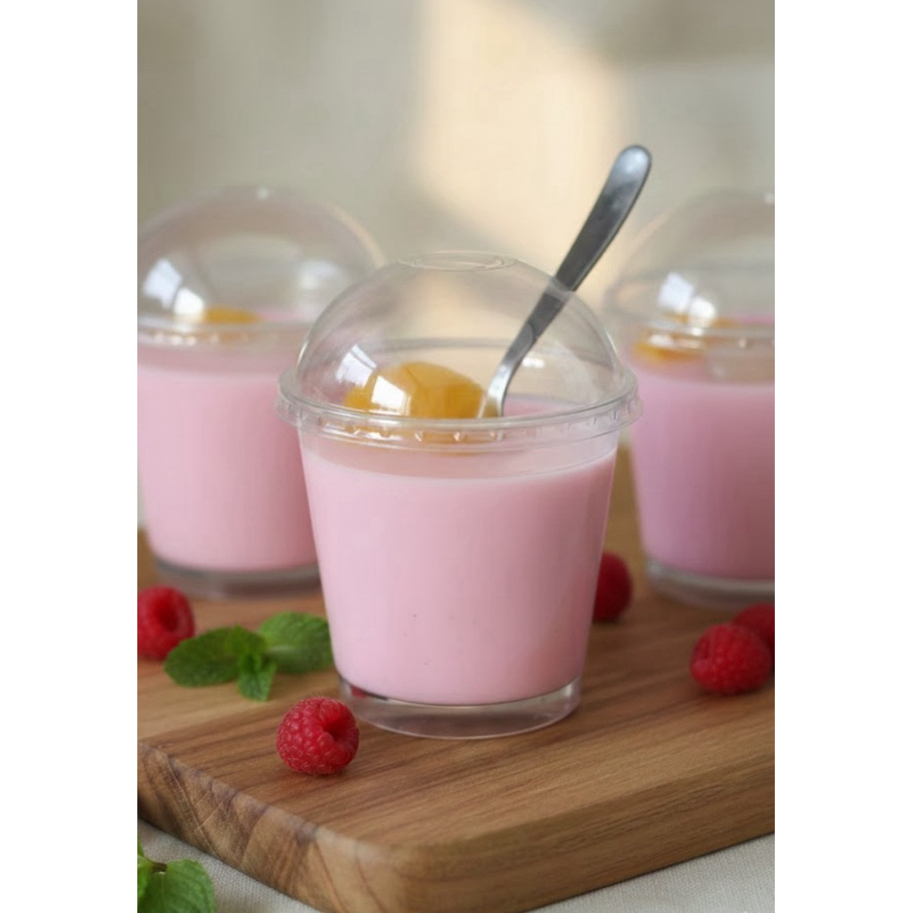 Hampers Puding Susu Strawberry Lembut Tanpa Pengawet Dessert Cup Fresh