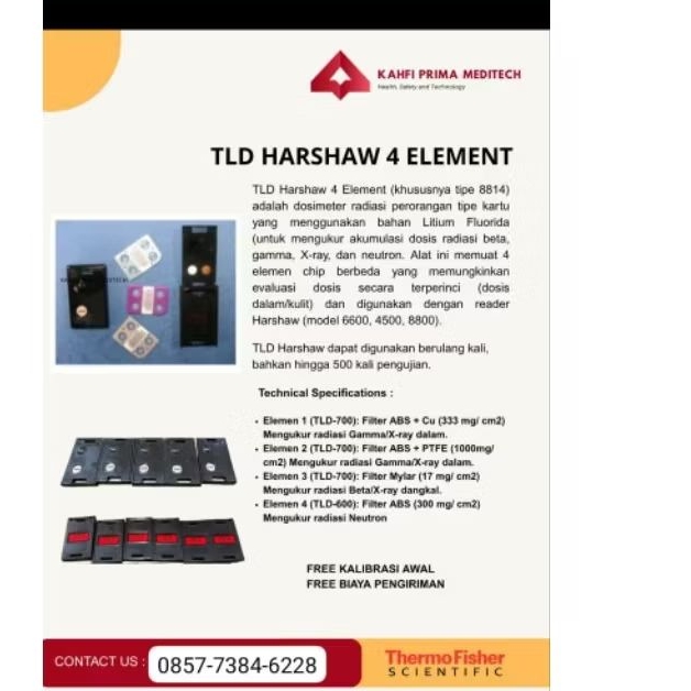 TLD HARSAW 4 ELEMENT/ALAT RADIASI/PERORANGAN/RUMAH SAKIT/KLINIK/Nego Harga o85773846228