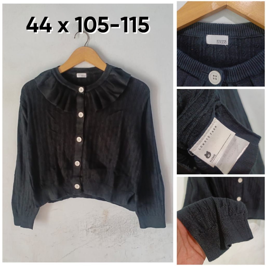 Cardigan Lowrys Farm Hitam Cantik Size M Wanita Knit Rajut E001