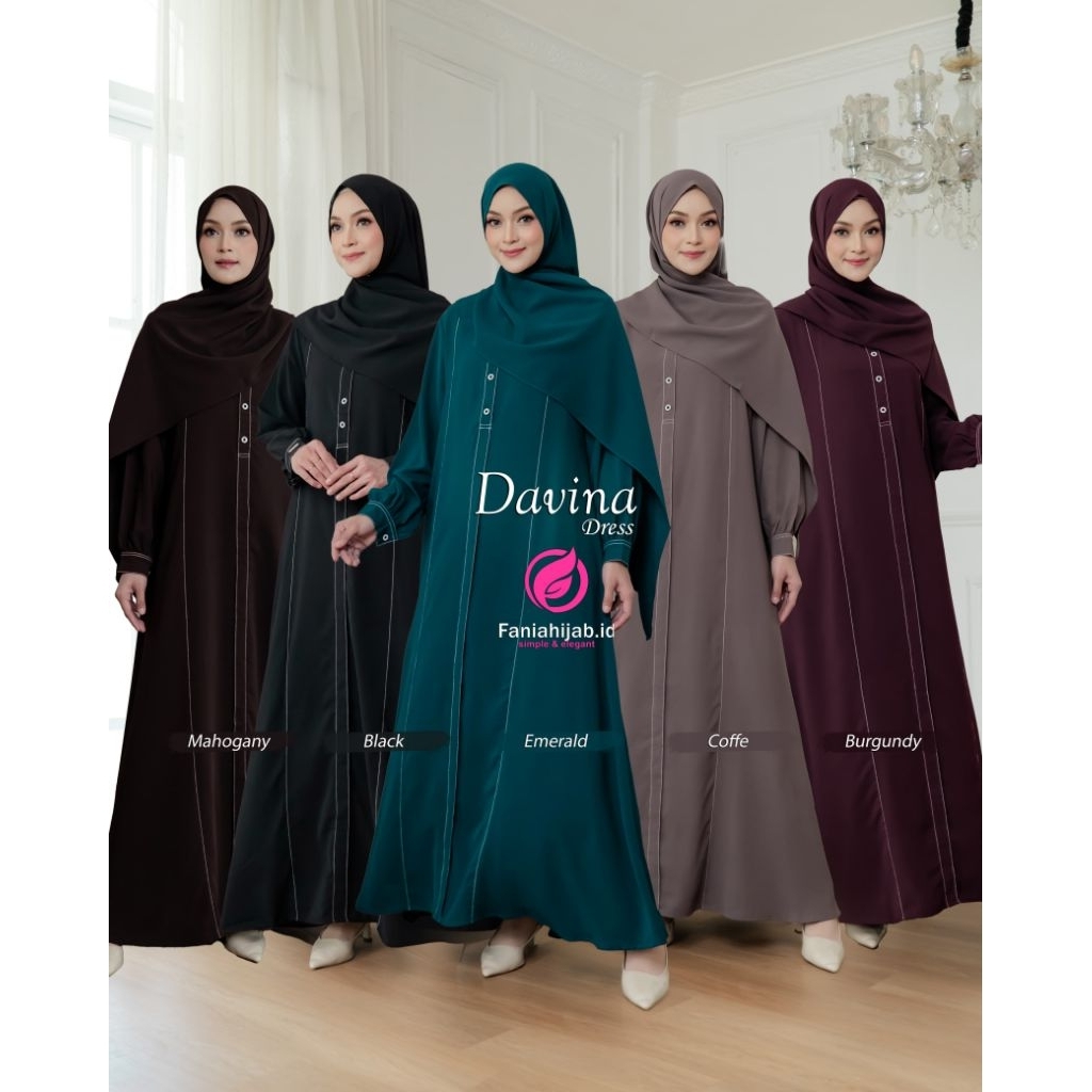 DAVINA DRESS BY FANIA HIJAB - GAMIS TERBARU KEKINIAN BAHAN SAHARA ANTI UV