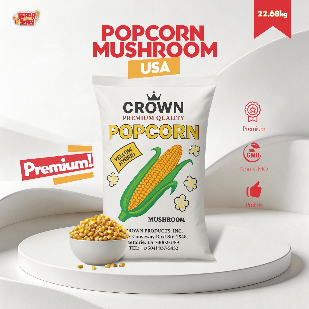 CROWN USA Popcorn Kernel Mushroom 1 ball - Premium Snack Makanan Ringan Camilan Popkron Jagung Popco