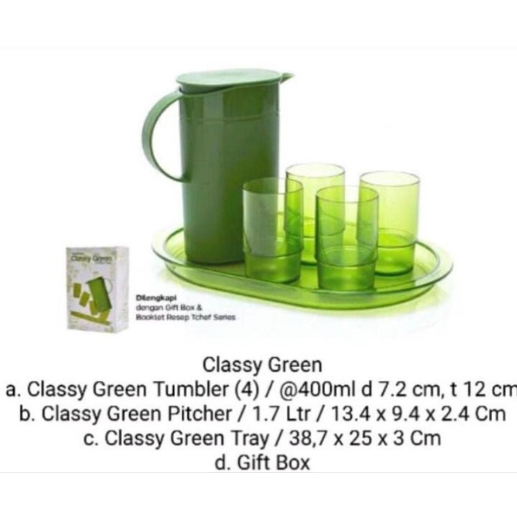 Classy Green Tupperware gelas dan pitcher minum
